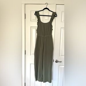 NWOT UpWest Sage Green Ruffle Jumpsuit